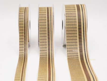 Бежевий Золотий Смугастий Тканинний Риббон Набір_AI